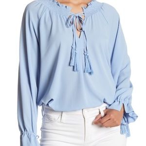 Endless Rose Tie Neck Tassel Blouse